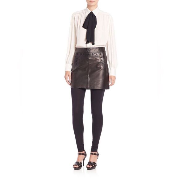 Ralph Lauren Black Lambskin Sailor Mini Skirt - Picture 2 of 16